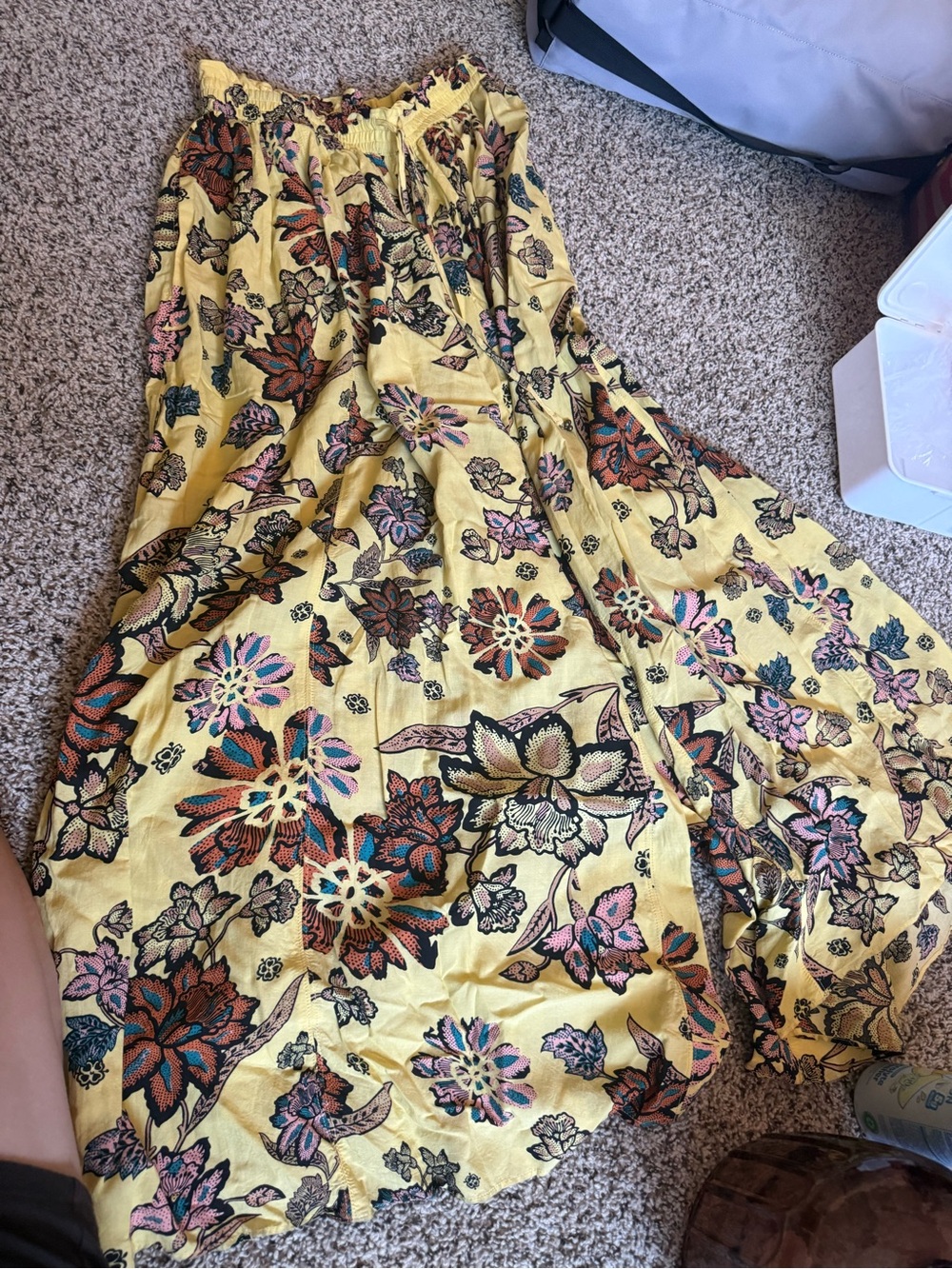 Free People Yellow Floral Pants (wideleg)